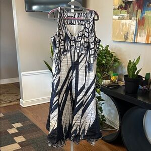 Elegant Black and White Midi Dress